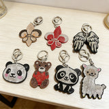 Korean velvet panda lamb bear hot diamond keychain cute pet zodiac shape healing luggage pendant cross-border