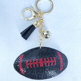 Korean velvet rhinestone football keychain - sports-themed bag charm, car keyring accessory, men's gift