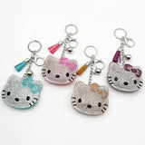 Hotfix rhinestone hk keychain tassel charm cute girl's bag accessory fashion gift
