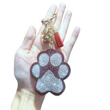 Cute cartoon bear paw keychain korean velvet hotfix rhinestone japanese and korean fashion bag charm car key wallet accessory