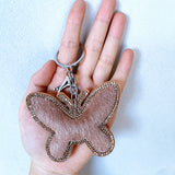 Cross-border autumn and winter leopard print butterfly women's bag pendant fashion korean velvet hot diamond butterfly two-color diamond keychain