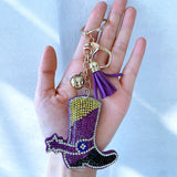 Cross-border hot-selling purple flower star boots korean velvet bag accessories car keychain school bag lock accessories