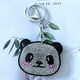 Korean velvet panda head keychain - adorable national style bag charm - black and white cute accessory