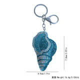 Blue conch hotfix rhinestone bag charm, korean velvet ocean creature super sparkly keychain jewelry accessory