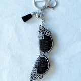 Korean velvet camellia eyeglass keychain - vintage sunglasses bag charm - artsy girl style cross-border new arrival