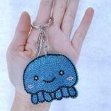 Childlike fun jellyfish keychain marine life korean velvet hot diamond bag hanging beach series bag accessories