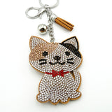 Diamond-studded cat keychain - european & american style tassel metal charm - bag accessory - cross-border hot seller