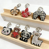 Korean velvet panda lamb bear hot diamond keychain cute pet zodiac shape healing luggage pendant cross-border