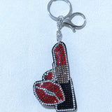 Korean velvet lipstick hot diamond keychain makeup styling accessories bestie gift bag pendant cross-border hot sale