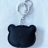 Korean velvet panda head keychain - adorable national style bag charm - black and white cute accessory