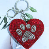 Aliexpress export two-color heart bear paw keychain korean velvet hot diamond keychain tassel bag pendant wholesale