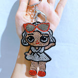 Cool girl hotfix rhinestone keychain - korean velvet diamond embellished avatar charm - trendy & unique bestie bag accessory