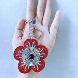 5-petal flower hot diamond keychain korean velvet classy bag pendant ultra-light leather luggage accessories