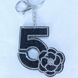 Korean & japanese trendy camellia number 5 keychain - korean velvet double element bag chain accessory
