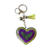 Cross-border korean velvet heart rhinestone keychain - valentine's day gift, bag charm, couple/bff gift