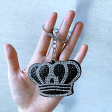 Cross-border hot-selling crown korean velvet diamond-encrusted shiny fashion bag pendant two-color diamond keychain wholesale