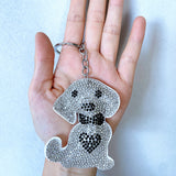 Cross-border hot-selling diamond-encrusted puppy women's bag pendant fashion korean velvet hot diamond two-color diamond keychain