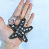 Diamond-studded velvet starfish bag charm car key anti-loss accessory korean velvet keychain wholesale cross-border hot seller