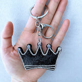 Cross-border exclusive: black crown keychain - korean velvet rhinestone bag charm, trendy waist chain accessory