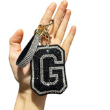 Letter bag hanging korean velvet inlaid diamond ultra-light shiny english letter keychain school bag accessories car pendant wholesale