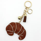 Diamond-studded croissant keychain - european & american style tassel metal charm - bag accessory - cross-border hot seller