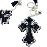 Cross-border diamond-encrusted cross keychain creative korean velvet key chain bag pendant tk hot-selling pendant jewelry factory