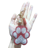 Cute cartoon bear paw keychain korean velvet hotfix rhinestone japanese and korean fashion bag charm car key wallet accessory