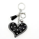 Diamond-studded heart keychain - european & american style tassel metal charm - bag accessory - cross-border hot seller
