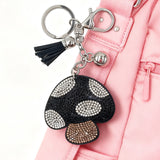 Fashion hot diamond mushroom keychain bag pendant tassel classy sense of light luxury decorative pendant