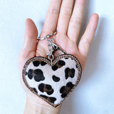 Trendy leopard print heart bag accessories for autumn and winter - korean velvet fashion keychain pendant car key chain accessories