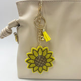 Creative diamond-studded sunflower keychain - fashionable tassel bag charm for women