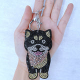 Animal series keychains: korean velvet hotfix rhinestone cat, dog, leopard, snake, lizard - multiple styles for bag accessories