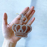 Cross-border hot-selling crown korean velvet diamond-encrusted shiny fashion bag pendant two-color diamond keychain wholesale