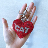Cross-border hot-selling korean velvet diamond pure colorlove heart cat dog keychain pendant bag accessories
