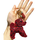 Puppy bag hanging cross-border hot selling korean velvet hot diamond keychain tassel diamond-encrusted women's long-eared dog bag accessories