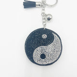 Creative korean velvet rhinestone yin yang tai chi bagua hotfix keychain - bag charm & car key accessory