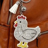 New arrival diamond-encrusted cock keychain creative bag pendant hot diamond cartoon metal tassel key chain cross-border hot