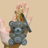 Korean velvet diamond-encrusted large cute teddy bear strawberry bear bag accessories hot diamond bear key chain women's bag hanging