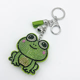 New arrival diamond-encrusted frog keychain cute cartoon bag pendant tassel metal creative accessories cross-border hot sale