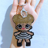 Cool girl hotfix rhinestone keychain - korean velvet diamond embellished avatar charm - trendy & unique bestie bag accessory