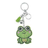 New arrival diamond-encrusted frog keychain cute cartoon bag pendant tassel metal creative accessories cross-border hot sale