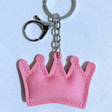 Pink crown hotfix rhinestone keychain, korean velvet diamond pendant, ultra-light girly heart bag charm, fashion gift