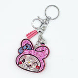 Hotfix rhinestone cartoon rabbit keychain with diamond tassel bag charm - cute accessories for girls