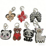 Korean velvet panda lamb bear hot diamond keychain cute pet zodiac shape healing luggage pendant cross-border