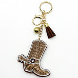New arrival diamond-encrusted western cowboy boots keychain fashion tassel metal pendant cross-border hot-selling creative accessories