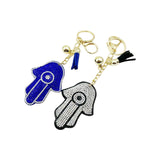 Cross-border hot-selling devil's eye palm keychain korean velvet hot diamond fashion bag blue eyes tassel accessories