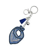 New arrival diamond blue scarf keychain tassel metal pendant bag car accessories fashion creative pendant