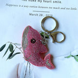 Creative cartoon cute fish keychain - korean velvet rhinestone animal keyring bag charm