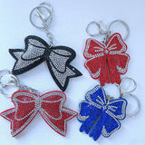 Cute bow keychain - multi-colored leather hotfix rhinestone sweet accessory for backpacks, handbags, and luggage