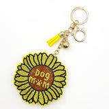 Diamond-studded sunflower keychain - european & american style tassel metal charm - bag accessory creative gift